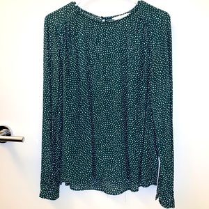 H&M Green and White Polka Dot Blouse